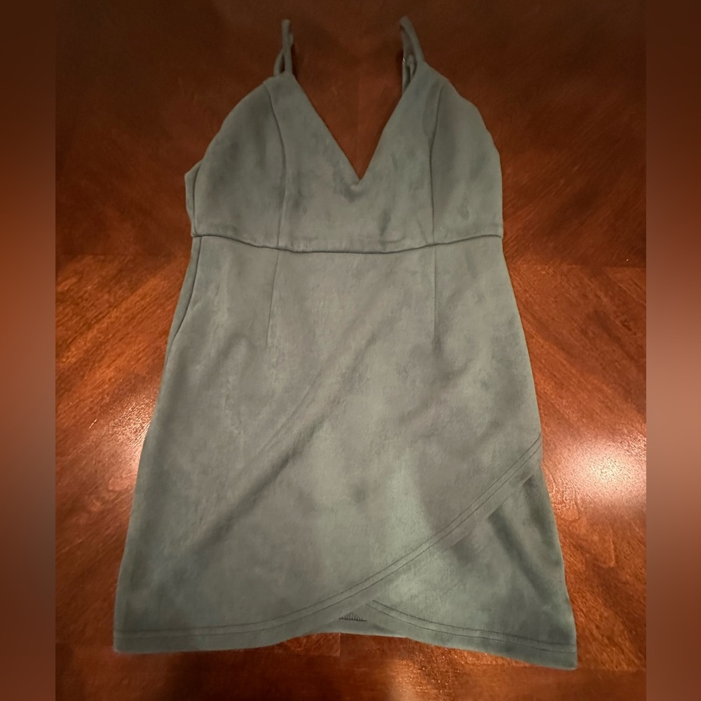 Revolve Superdown Carrie mini dress green- faux suede